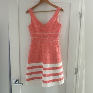 Salmon colored a line dress